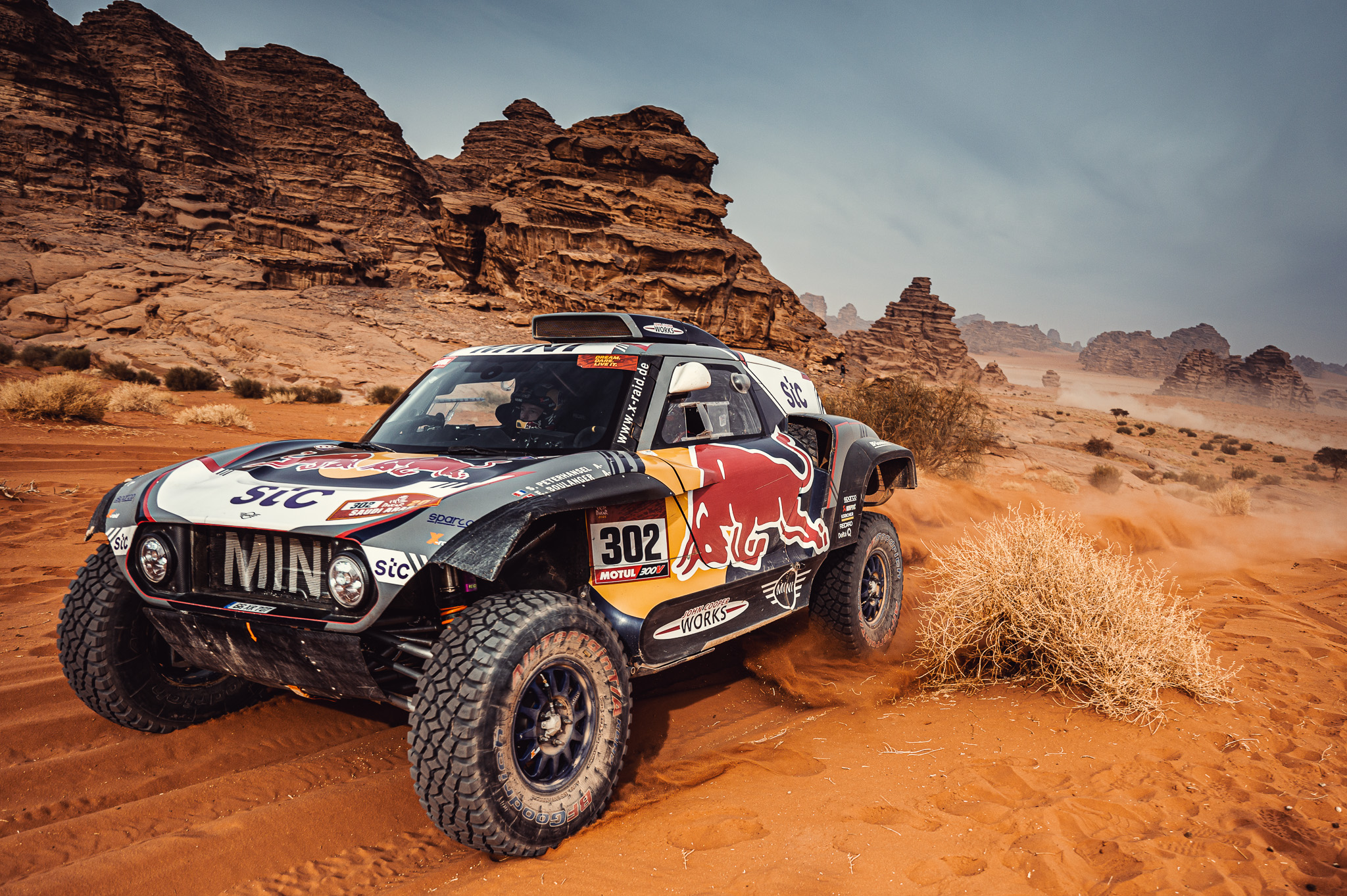 Race truck in desert